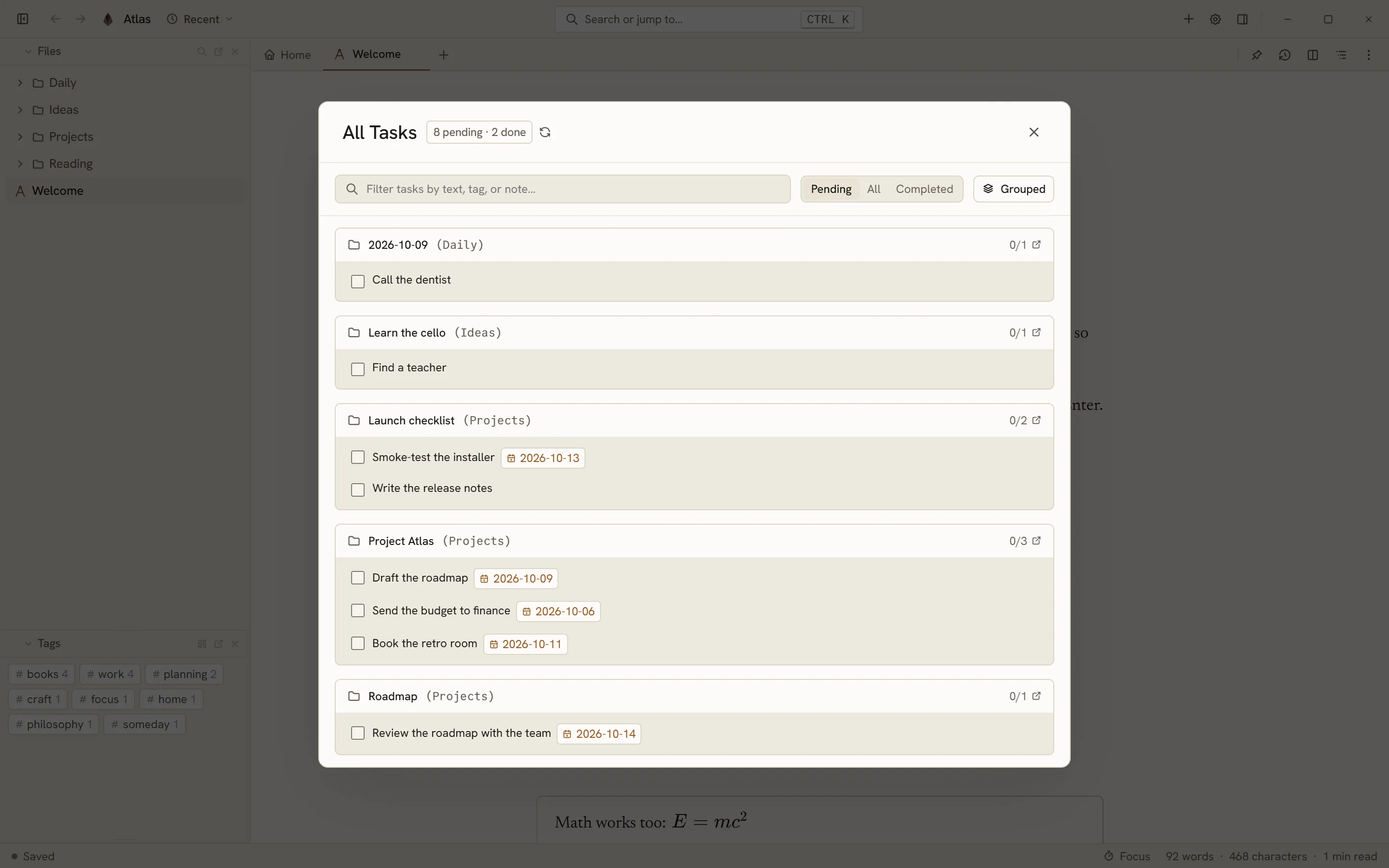 Task Hub view